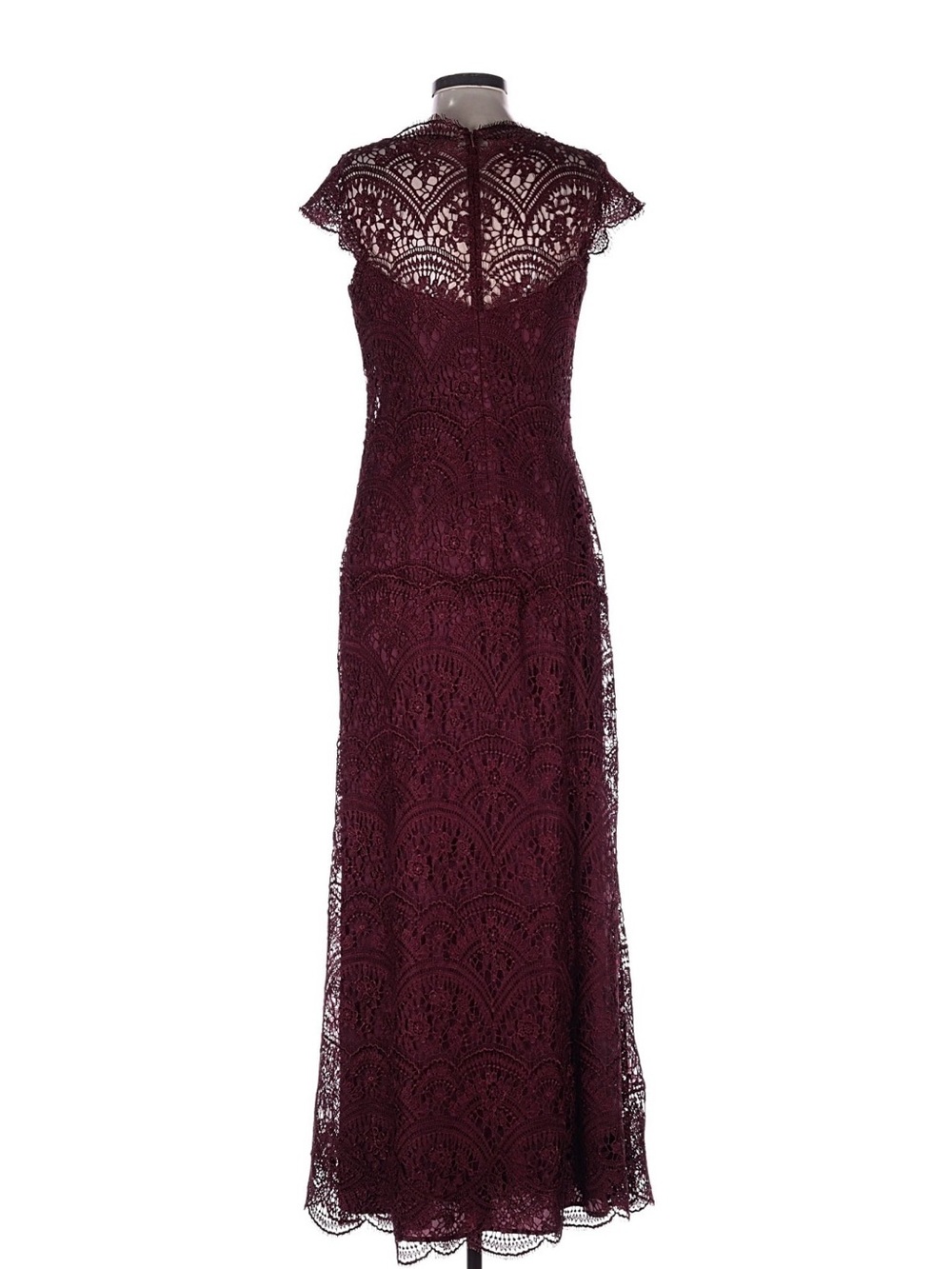 Elegant Burgundy Lace Floor Length Dress